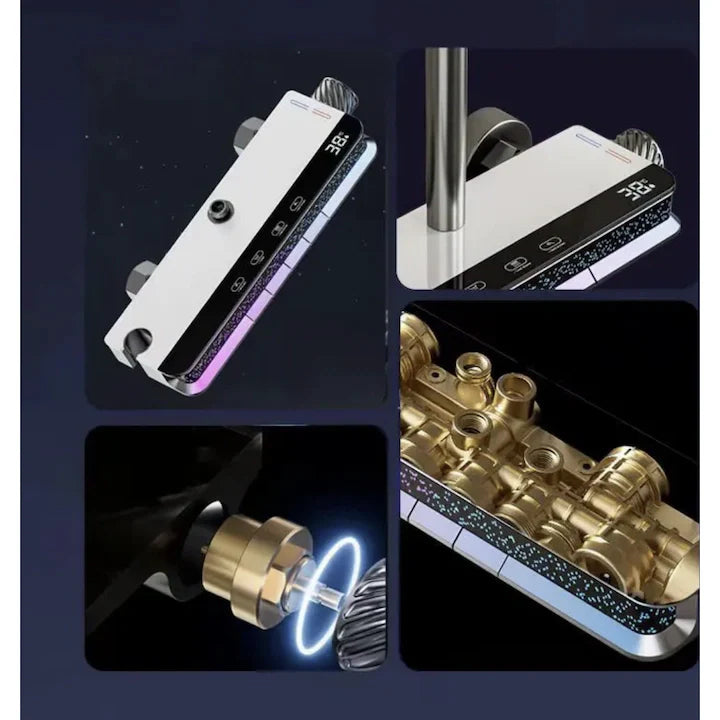 Coloană Duș NeoTherm – LED, Termostat, 4 Funcții, Alb