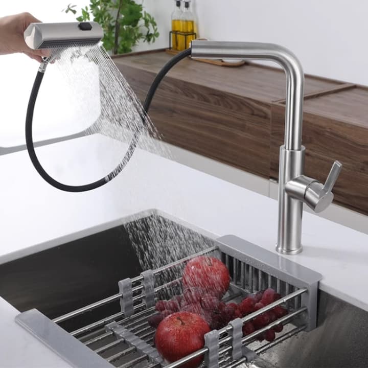 Baterie Chiuvetă Bucătărie Profesională , 3 Funcții, Argintiu , forma de ciocan VST62