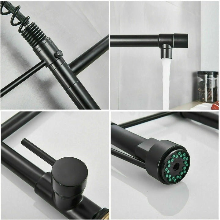 Baterie de Bucătărie DualFlow – Pipă Dublă & Duș Detașabil, Negru VST117
