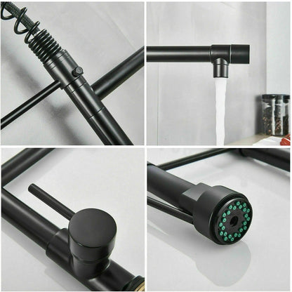 Baterie de Bucătărie DualFlow – Pipă Dublă & Duș Detașabil, Negru VST117