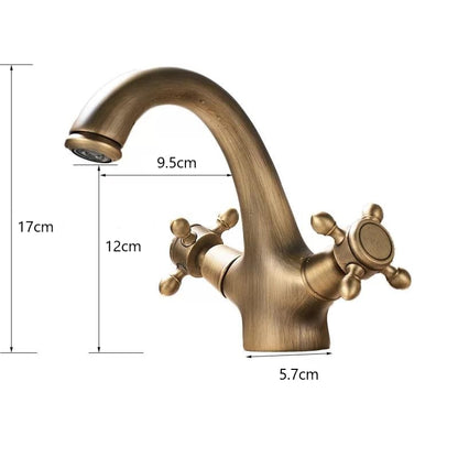 Baterie Lavoar Vintage – Masiv, Finisaj Bronz Antichizat, Dublă Comandă, VST23