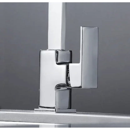 Baterie Chiuvetă Bucătărie Argintie, 32 cm, Monocomandă cu Pipă Înaltă și Rotativă VST61
