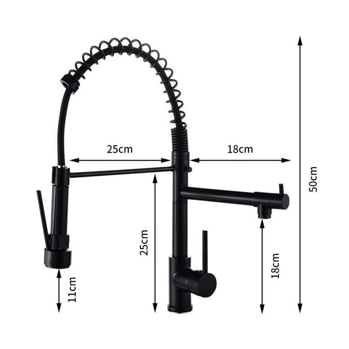 Baterie de Bucătărie DualFlow – Pipă Dublă & Duș Detașabil, Negru VST117