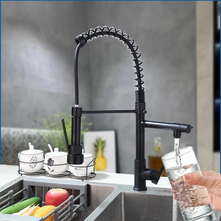 Baterie de Bucătărie DualFlow – Pipă Dublă & Duș Detașabil, Negru VST117