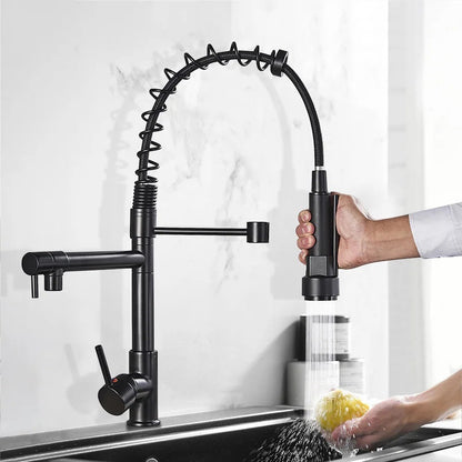 Baterie de Bucătărie DualFlow – Pipă Dublă & Duș Detașabil, Negru VST117