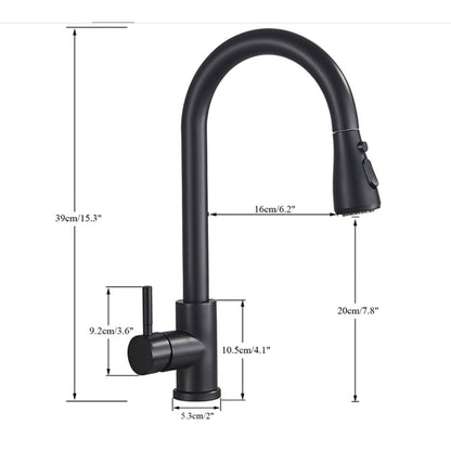 Baterie Bucătărie Negru, 39 cm, 2 Moduri de Jet și Buton Pauză, BSL14/ VST75