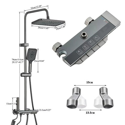 Coloană de Duș Modernă, Negru/Gri Antracit, 4 Funcții, Afișaj LCD, Banda LED