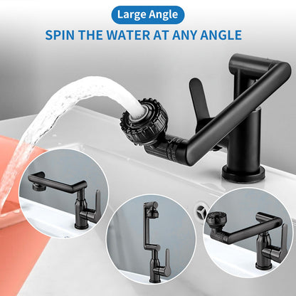 Robinet Baie Rotativ 1080°, 2 Moduri de Jet, Negru, Extensie Mecanică, Negru VST40