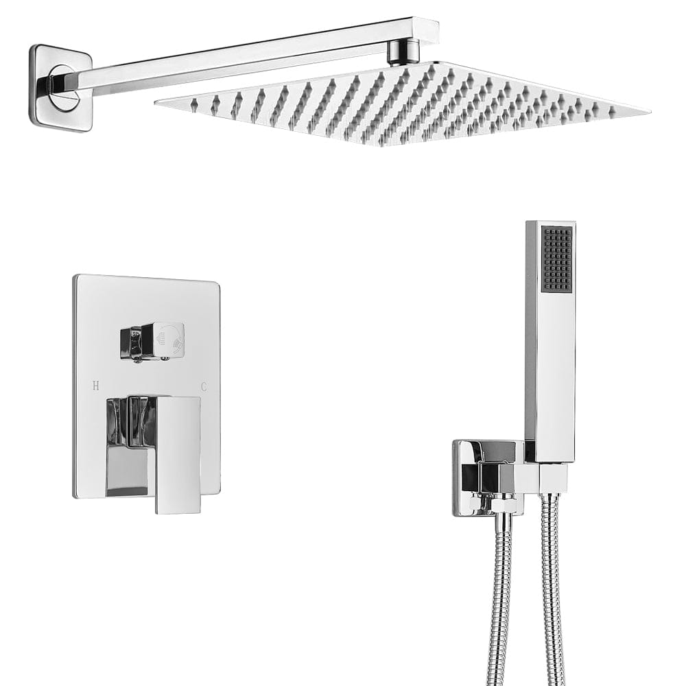 Set Duș Argintiu cu Pară Pătrată și Montaj Ascuns, VST84